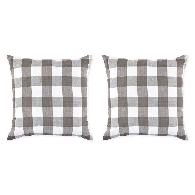 2pk 20"x20" Oversize Buffalo Check Square Throw Pillow Covers Gray/White - Design Imports | Target