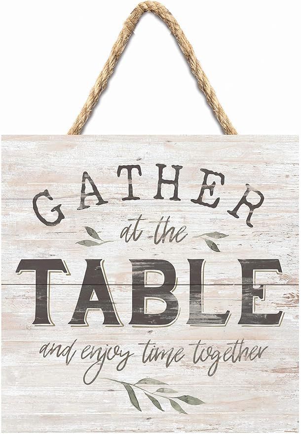 P. Graham Dunn Rustic Whitewash 7 x 7 Inch Wood Pallet Wall Hanging Sign, Gather at The Table | Amazon (US)