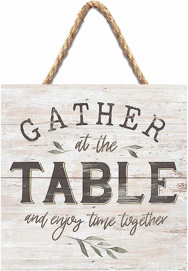 P. Graham Dunn Rustic Whitewash 7 x 7 Inch Wood Pallet Wall Hanging Sign, Gather at The Table | Amazon (US)