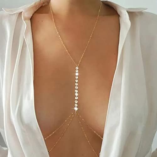 Tgirls Layered Rhinestone Body Chain Sexy Gold Body Belly Chain Beach Body Jewelry Party for Wome... | Amazon (US)
