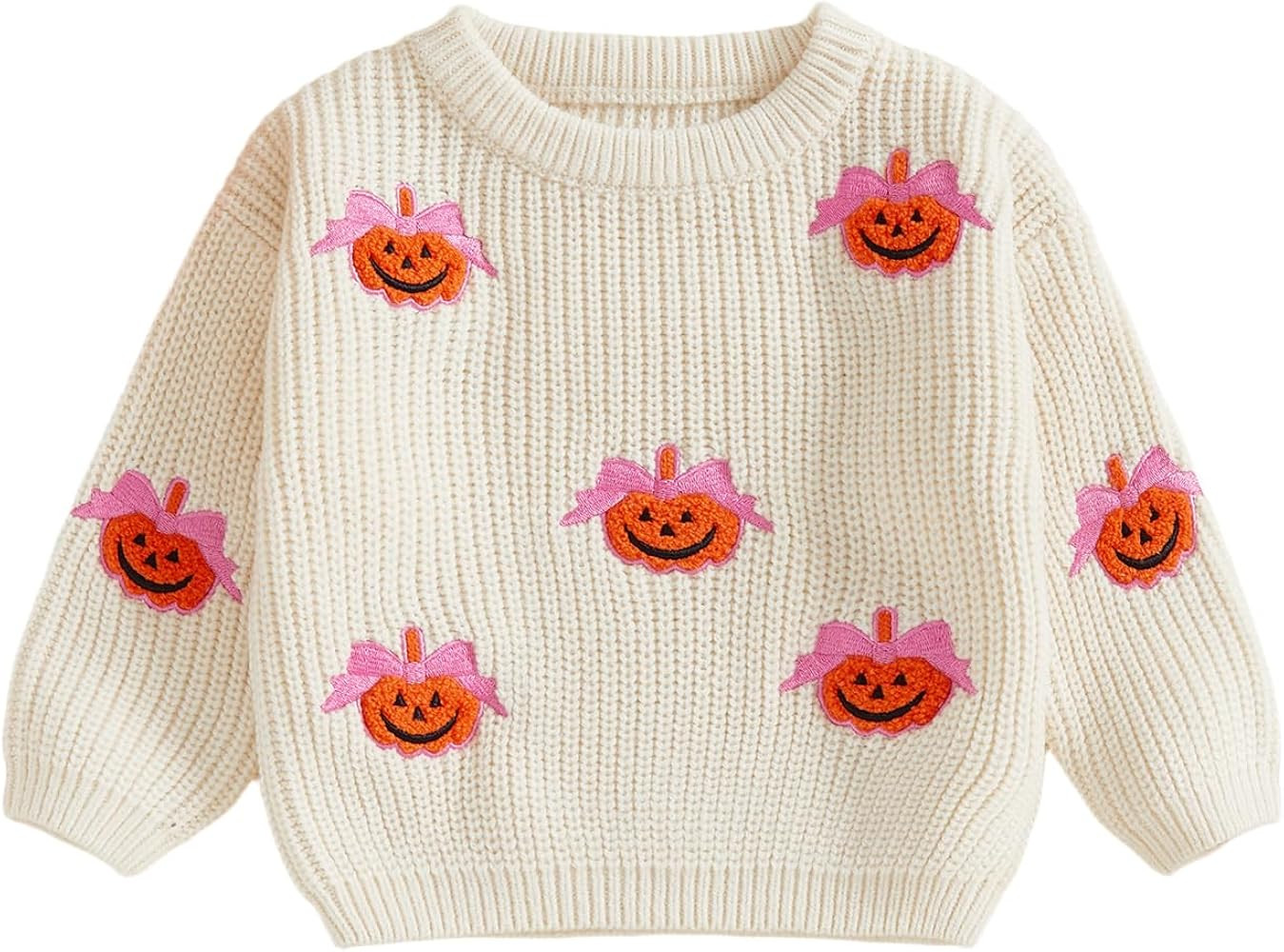 Nyapruwe Toddler Baby Girl Boy Halloween Knit Sweaters Cute Pumpkin Embroidery Pullover Top Infan... | Amazon (US)