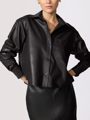 The Everyday Cropped Vegan Leather Shirt | Brochu Walker