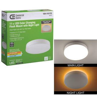 11 in. Color Selectable LED Flush Mount Ceiling Light with Night Light Feature 900 Lumens 14-Watt... | The Home Depot