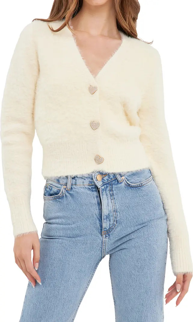 Pearly Heart Button Sweater | Nordstrom