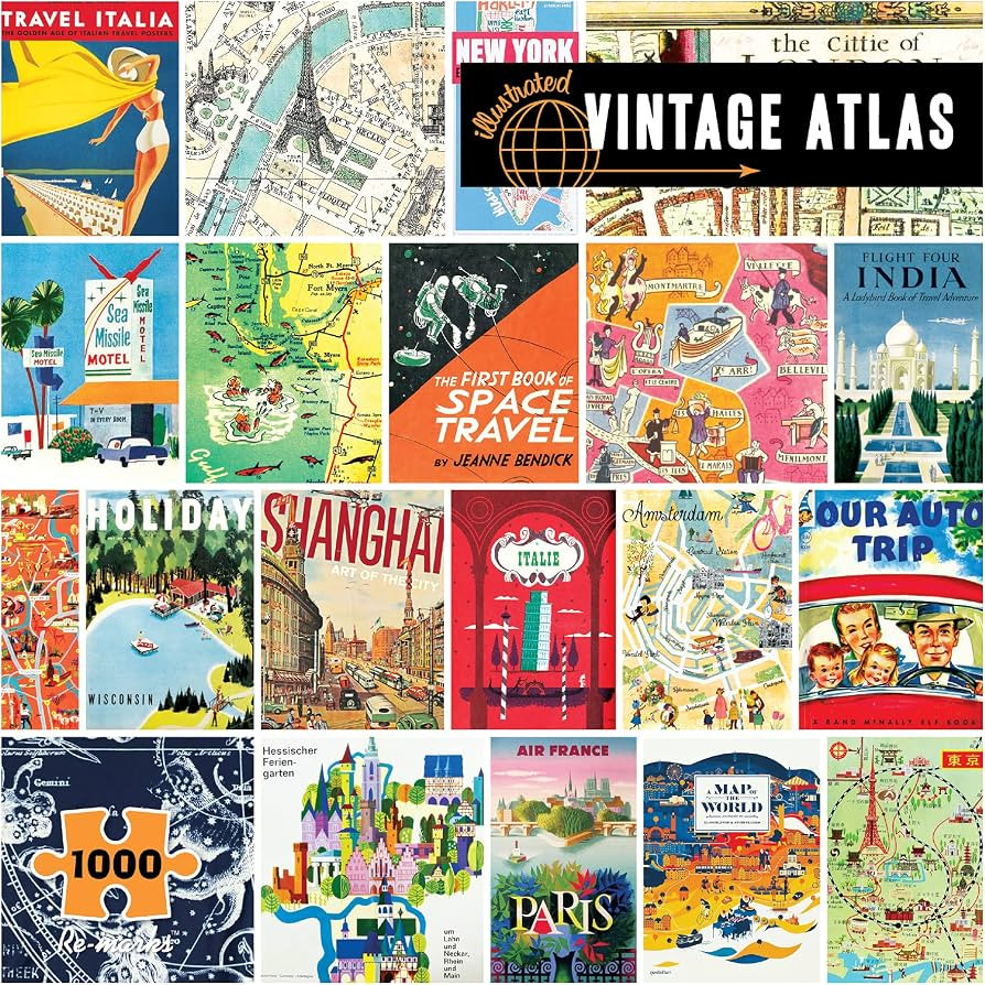 Re-Marks Vintage Atlas Puzzle, 1000-Piece Puzzle for All Ages, Fun Jigsaw Puzzle | Amazon (US)