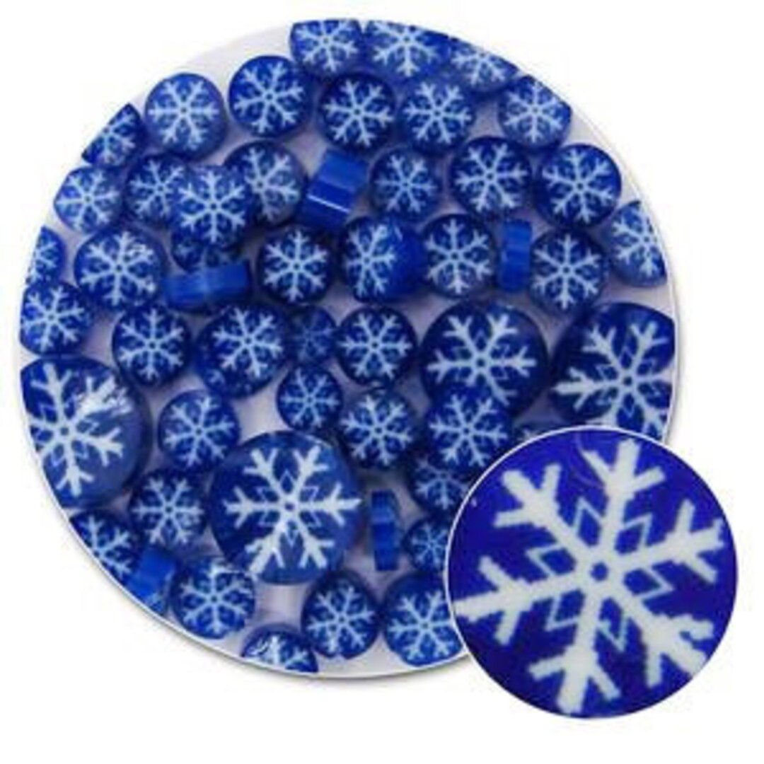 White Snowflake on Dark Blue Glass Millefiori - 90 Coe - 11101 | Etsy (US)