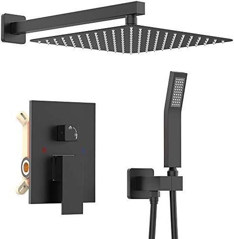 KOJOX 12 Inch Matte Black Shower System with High Pressure Rain Shower Head, Handheld Shower head... | Amazon (US)