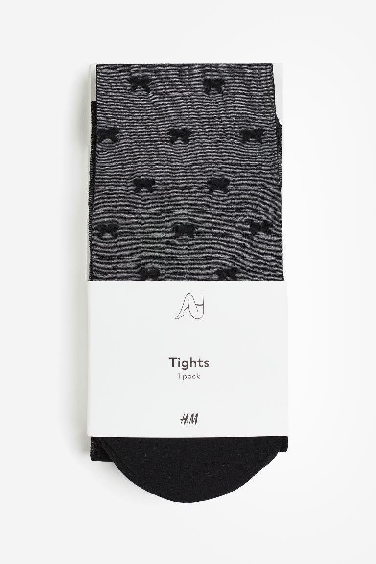 Bow-detail Tights - Black/bows - Ladies | H&M US | H&M (US + CA)