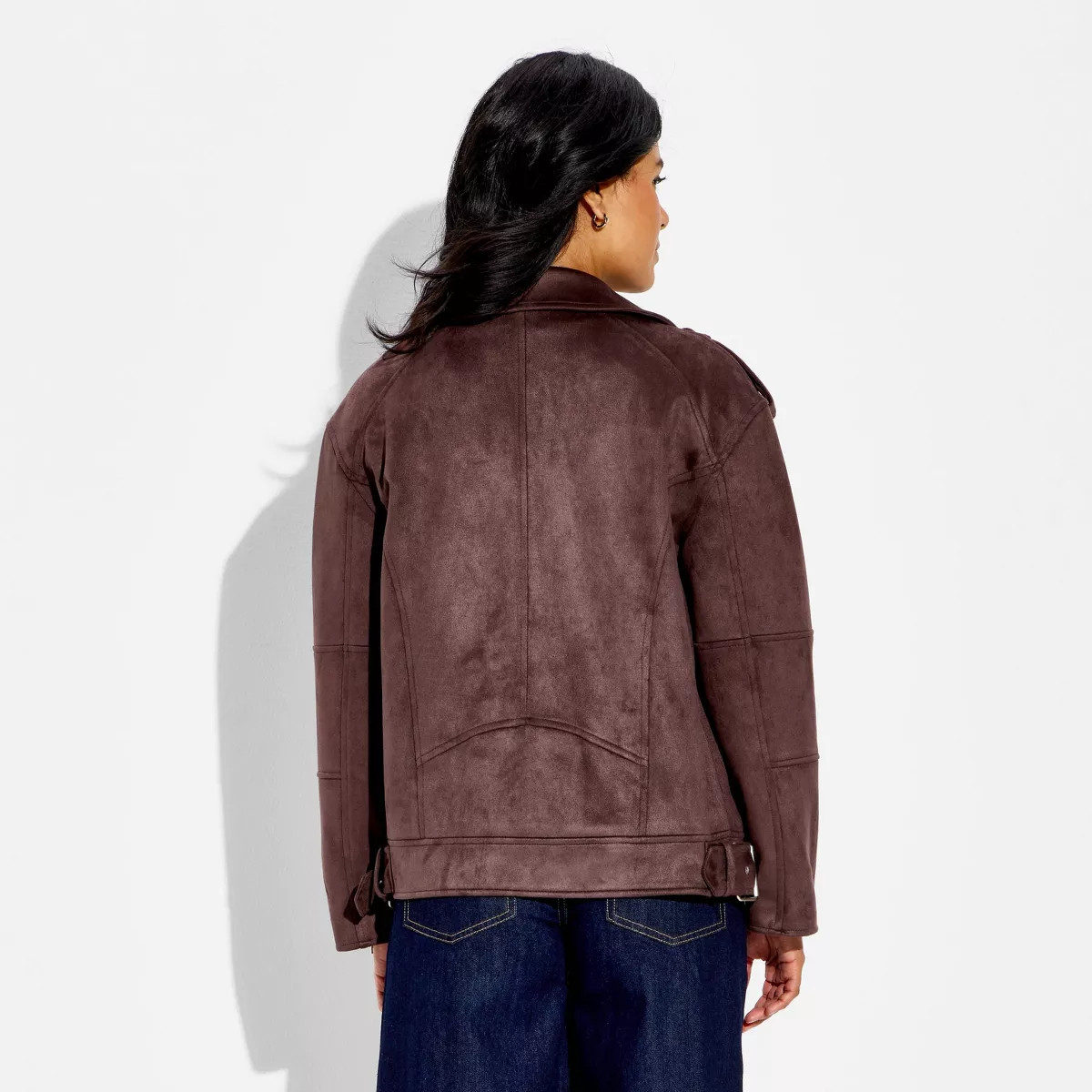 Women's Suede Biker Jacket - Wild Fable™ Dark Brown XXS | Target