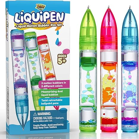 YoYa Toys Liquipen - Liquid Motion Bubbler Pen Toy (3 Pack) - 3 Colors - Colorful Timer Pens for ... | Amazon (US)