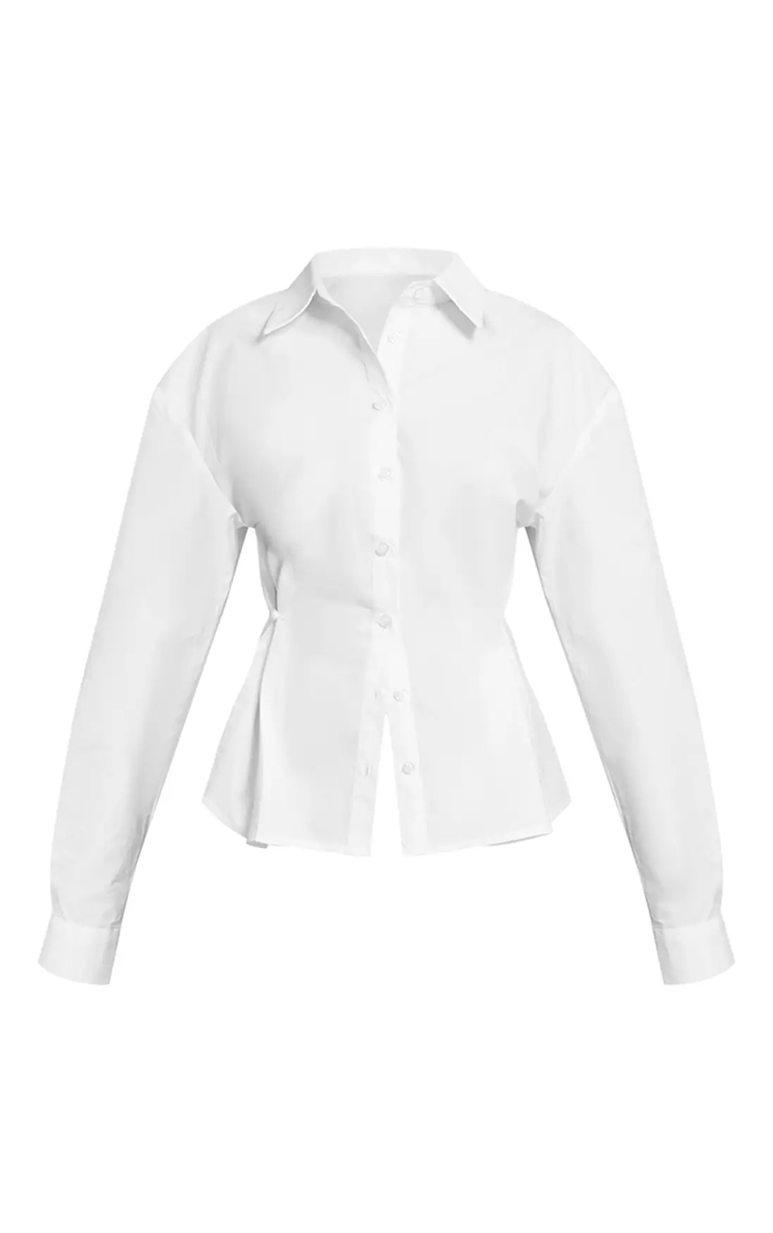 White Ruched Front Detail Shirt | PrettyLittleThing USA | PrettyLittleThing US