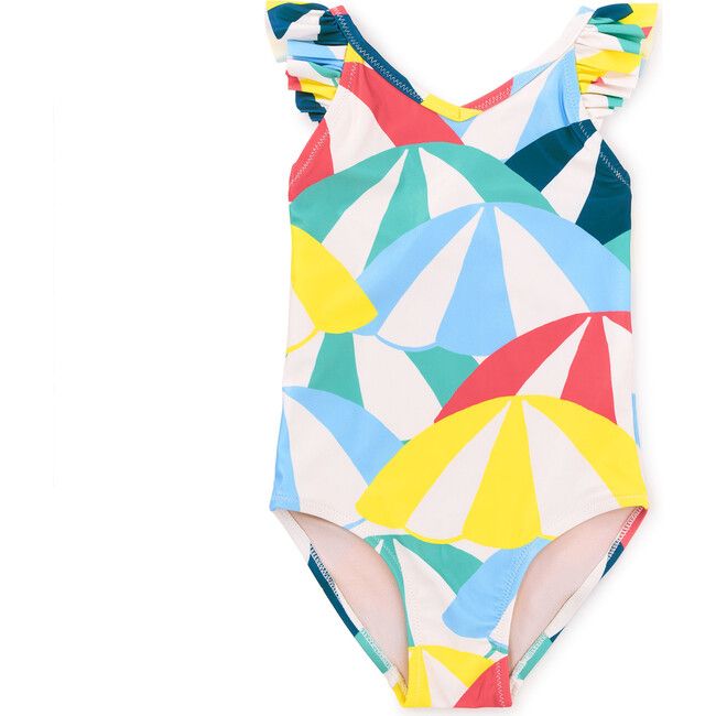 Ruffle One-Piece Swimsuit, Beach Umbrellas | Maisonette