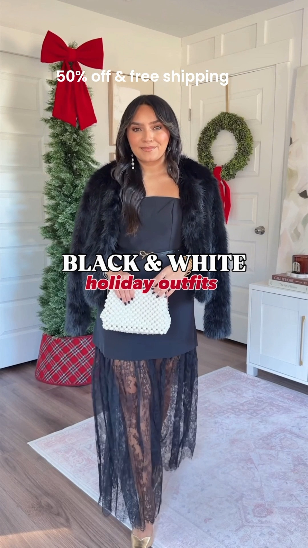 Black and white holiday outfits!
For reference: I’m 5’0, 32b bra size, and 2/26 in bottoms, pear shaped. 
*Everything I share is unaltered! TTS means true to size. Between size 5-6.6 in shoes

Black faux fur jacket size xxs TTS
Satin and velvet jumpset with removable straps size 0 petite TTS
Rhinestone clear heels - old, similar linked

White twist off the shoulder sweater size xs regular tTS
Pull on elastic waistband wide leg lace pants size xs regular - does come in petite but I want a full length pant! 

Black faux fur jacket size xxs TTS
Lace trim maxi dress size 0 regular TTS - does come in petite length!
Bow belt - old, similar linked
Gold heels size 5 TTS

Faux fur vest size xs petite TTS 
Black lace maxi dress size xs petite TTS
Gold heels size 5 TTS

White bustier top size 0 petite TTS
Black sequin pants size 2 petite TTS
Black heels are old - similar linked

BlackSequin strappy dress size 0 regular TTS - comes in petite sizing as well!
Black Satin bow pocket jacket xs petite TTS
Rhinestone clear heels - old, similar linked


black and white holiday outfits
festive christmas outfits petite
petite holiday party outfits
black and white christmas outfit ideas
holiday outfits on sale petite
new years eve outfits petite
black and white festive looks
holiday party outfit ideas petite
christmas outfit ideas on sale
petite holiday fashion sale
new years eve party outfit ideas
petite black and white outfits holiday
festive holiday outfits on sale
petite christmas party style
black and white new years eve outfits
Date night outfit
Girls night outfit
New york city 
Europe
London
Christmas show
petite friendly pieces
Rachel Miranda Blog
Honeysweetpetite






#LTKPetite #LTKHoliday #LTKSaleAlert