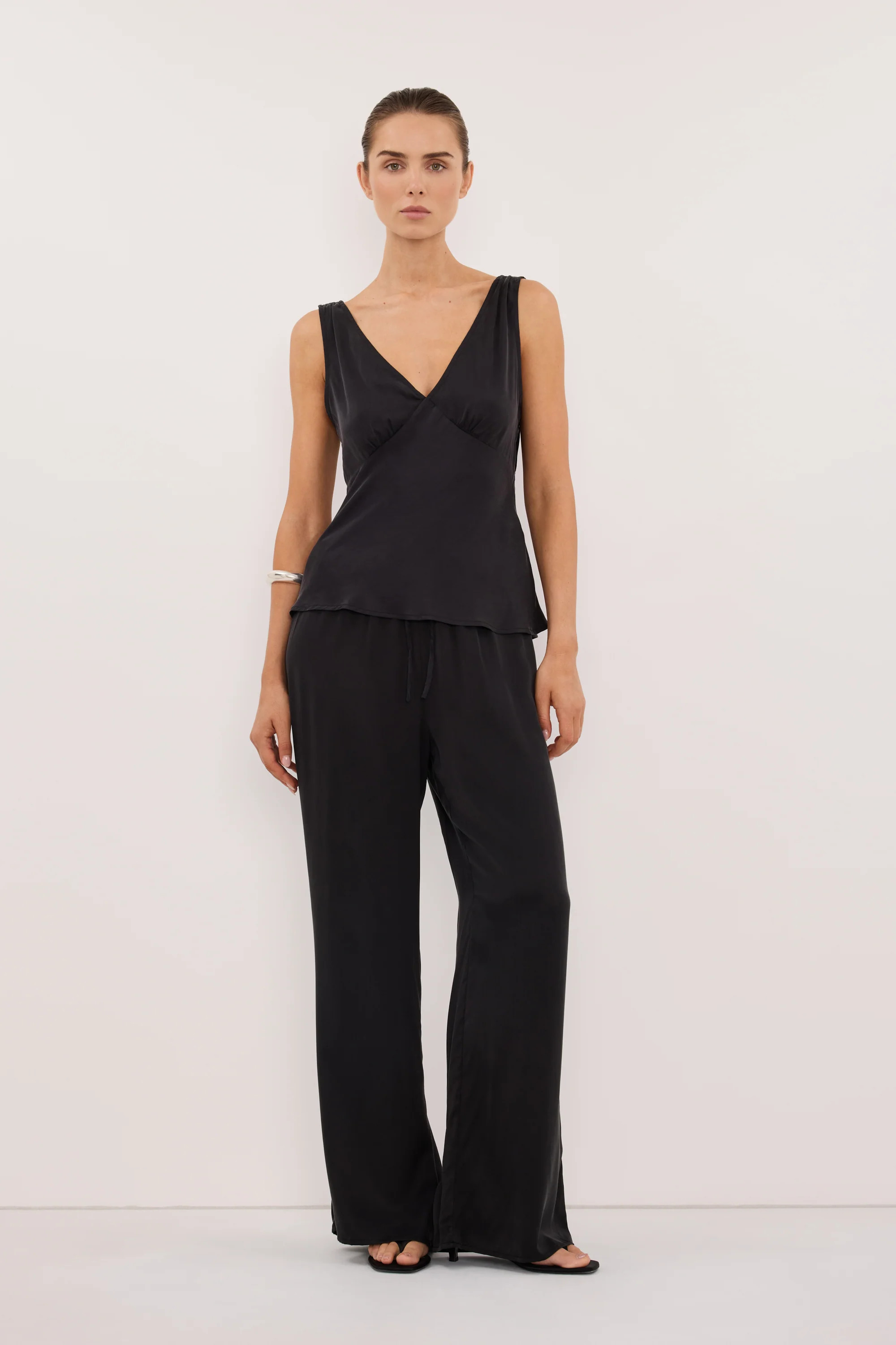 JORJA BLACK SILK TOP | DISSH
