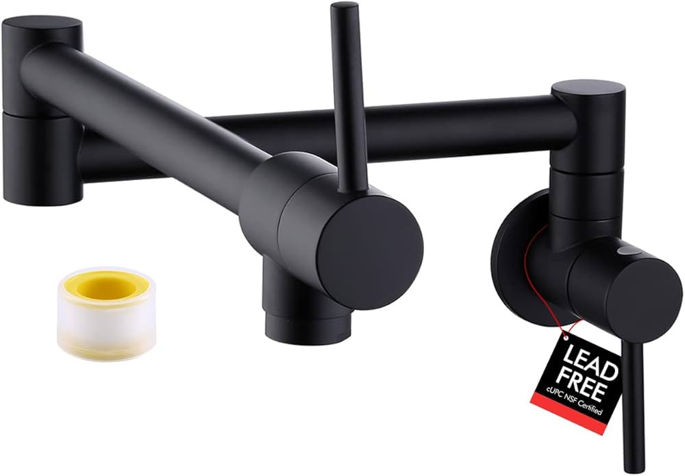 KES Pot Filler Folding Kitchen Faucet Brass Double Joint Swing Arm Sink Faucet Articulating Wall ... | Amazon (US)