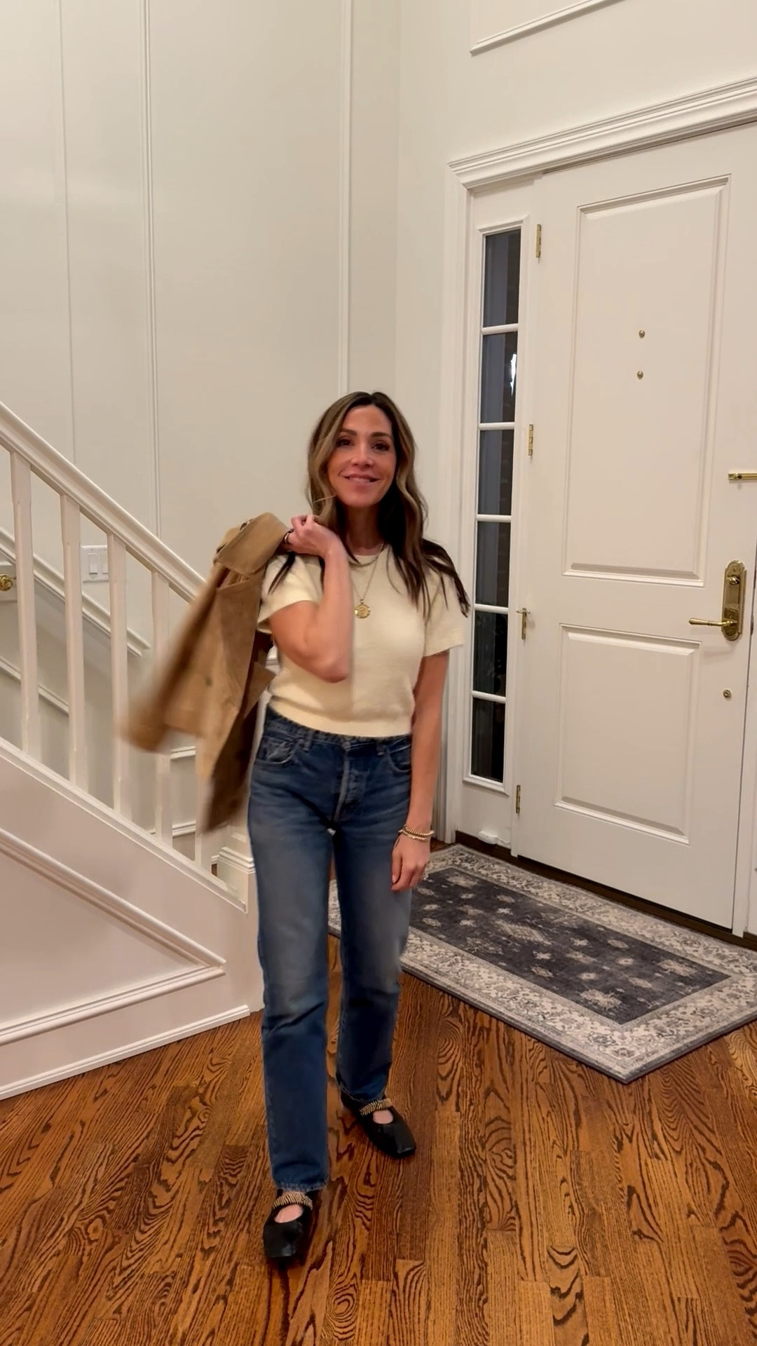 Love the texture of this top with jeans and a cropped twist on a classic trench.

#LTKWorkwear #LTKootd #LTKOver40