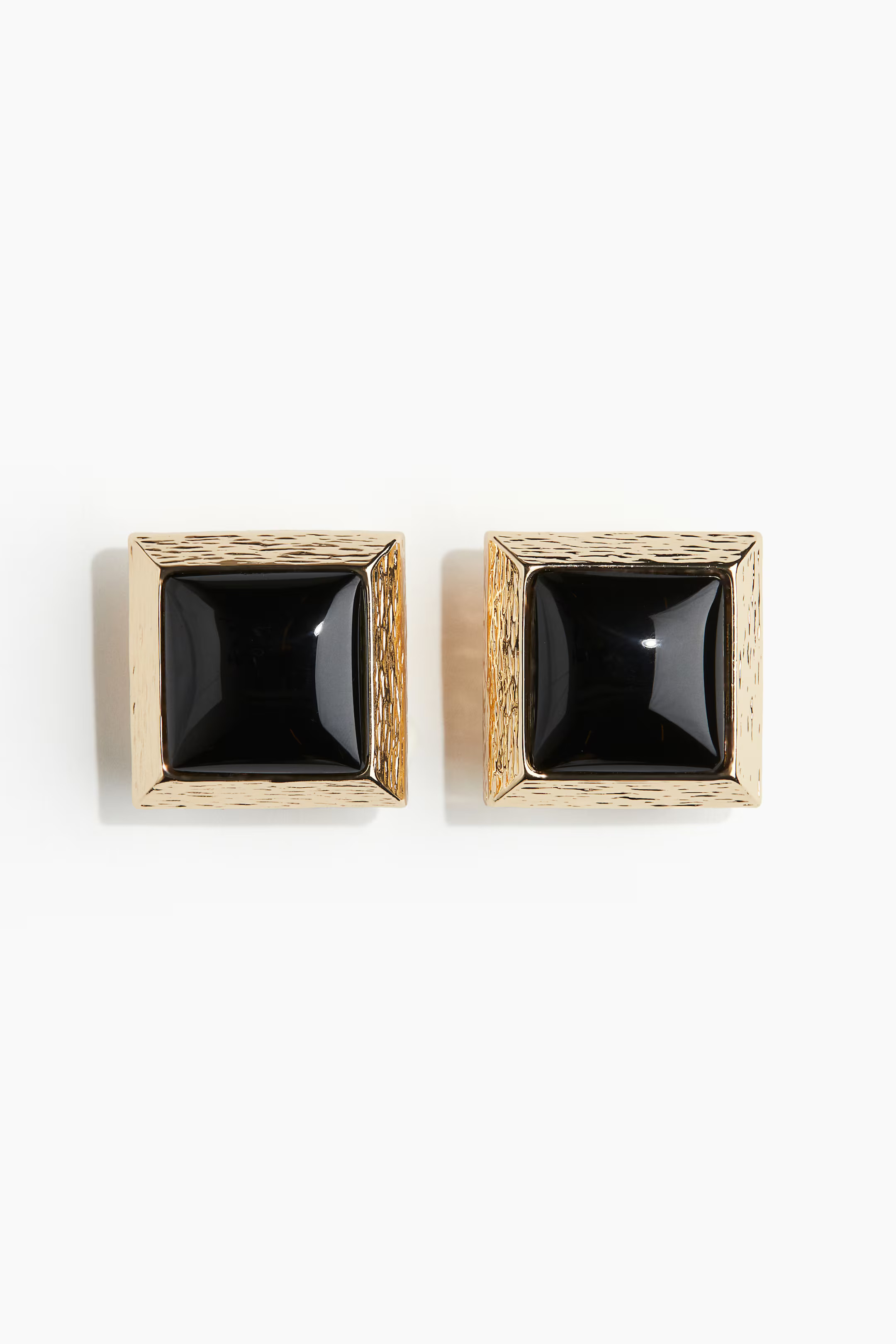 Square clip earrings - Gold-coloured/Black - Ladies | H&M GB | H&M (UK, MY, IN, SG, PH, TW, HK)