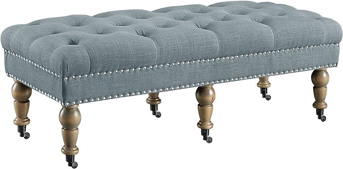 Linon Isabelle, 50", Blue Washed Linen Bench, | Amazon (US)
