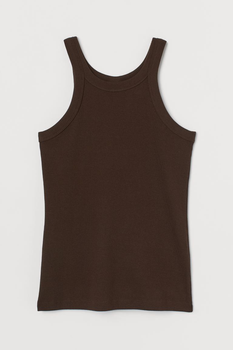 Fitted vest top in ribbed cotton jersey with a round neck. | H&M (UK, MY, IN, SG, PH, TW, HK)