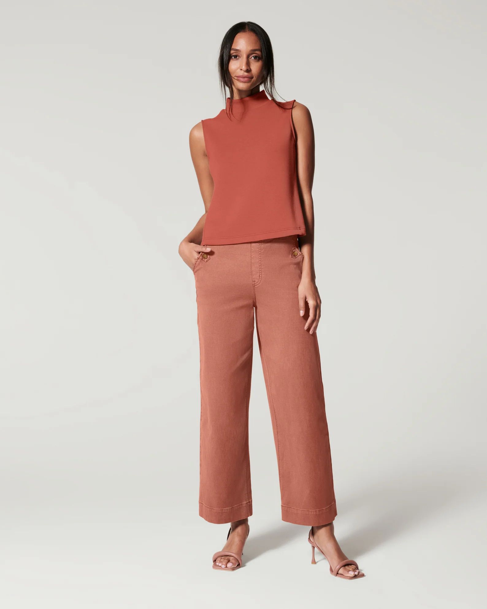 Stretch Twill Cropped Wide Leg Pant | Spanx