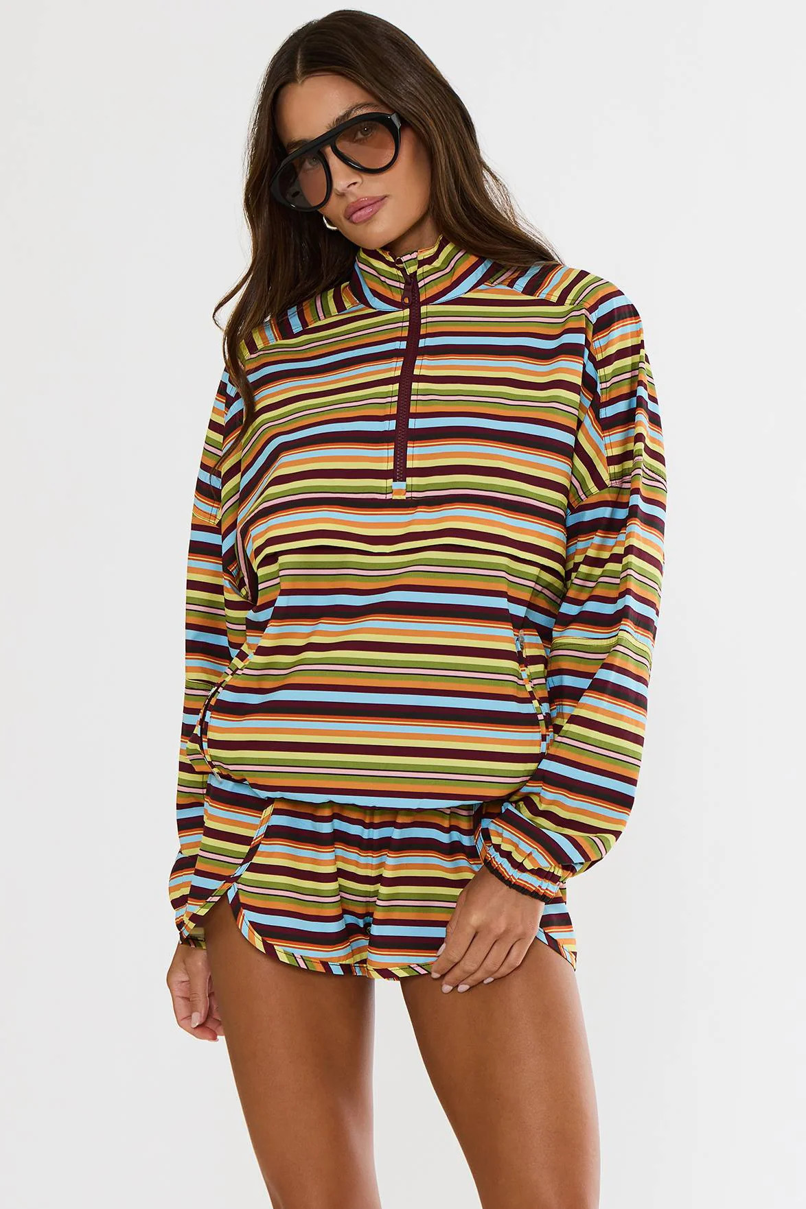 Vespera Jacket Paradise Stripe | Women's Quarter Zip Windbreaker | Beach Riot | Beach Riot