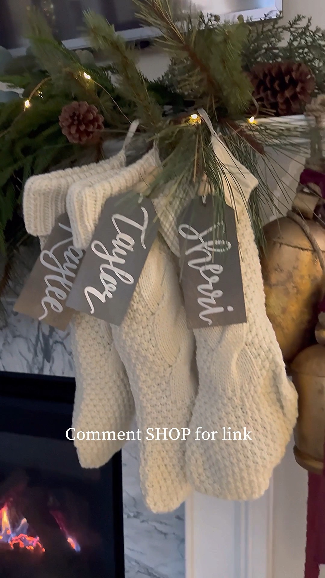 My holiday mantel with cozy neutral stockings!!

Knit stockings, name tags, ribbon, bells, garland, flameless candles, command cord bundlers, command hooks, mini Christmas trees, fairy lights



#LTKSeasonal #LTKhome #LTKHoliday