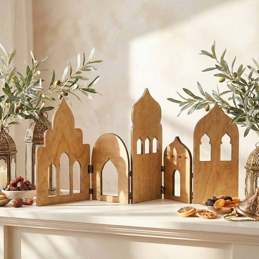Vicenpal Ramadan Decorations for Home Wooden Mosque Standing Display Eid Mubarak Table Decor Isla... | Amazon (US)