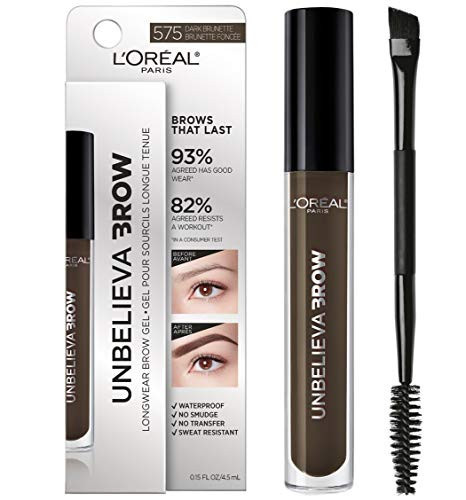 L'Oreal Paris Unbelieva-Brow Longwear Waterproof Tinted Brow Gel, Smudge-resistant, Transfer- Proof, Quick Drying, Easy and quick application with precise brush, Dark Brunette, 0.15 fl. oz. | Amazon (US)