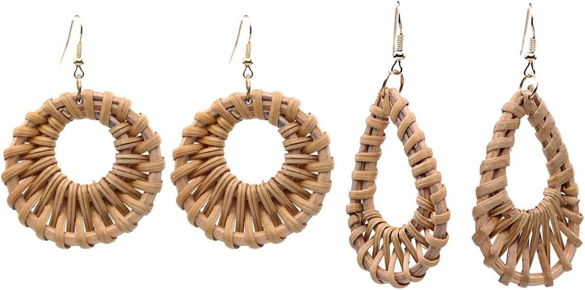 Rattan flower Earrings for Women Multicolor Daisy Raffia Straw Flower Drop Dangle Earrings Weavin... | Amazon (US)