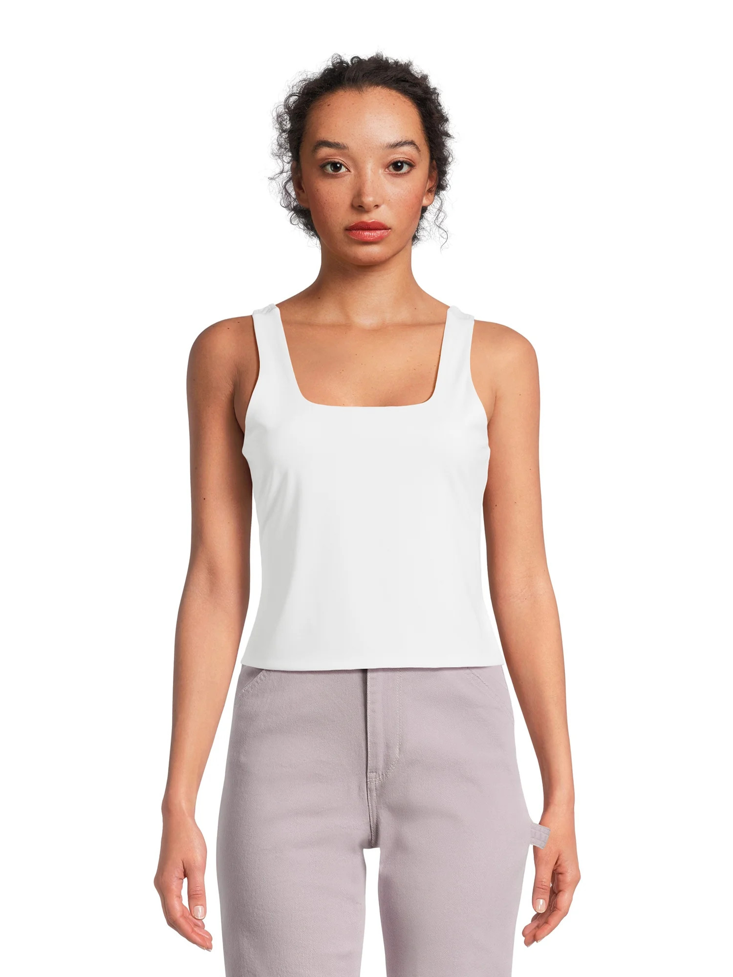 No Boundaries Juniors' Double Layer Square Neck Tank Top, Sizes XS-XXXL | Walmart (US)