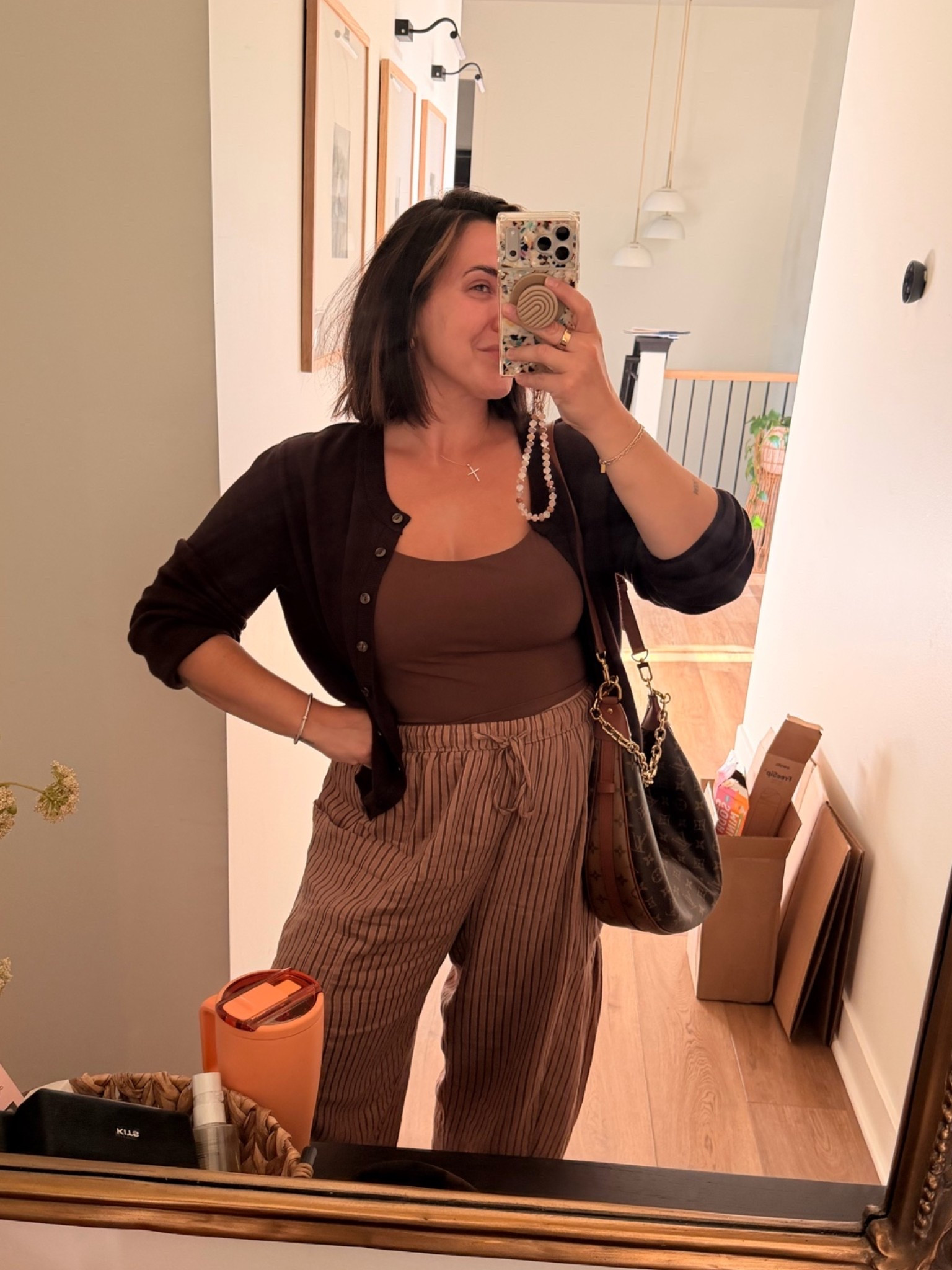 Lightweight early fall outfit! Pants L (run a tad bug) built in bra tank L, cardigan L.

#LTKootd #LTKdayinmylife #LTKMidsize