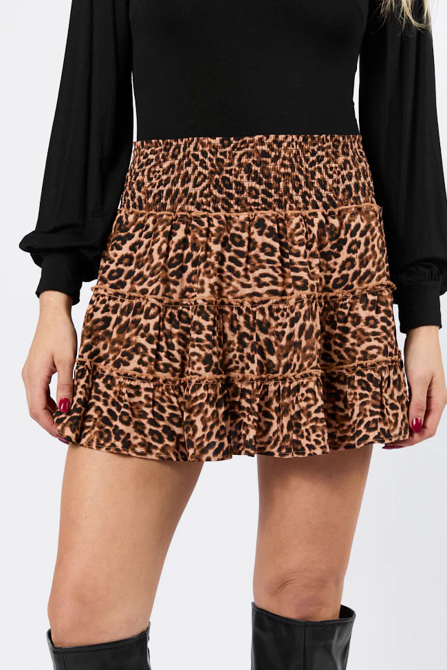 Through The Garden Brown Leopard Mini Skort FINAL SALE | Pink Lily