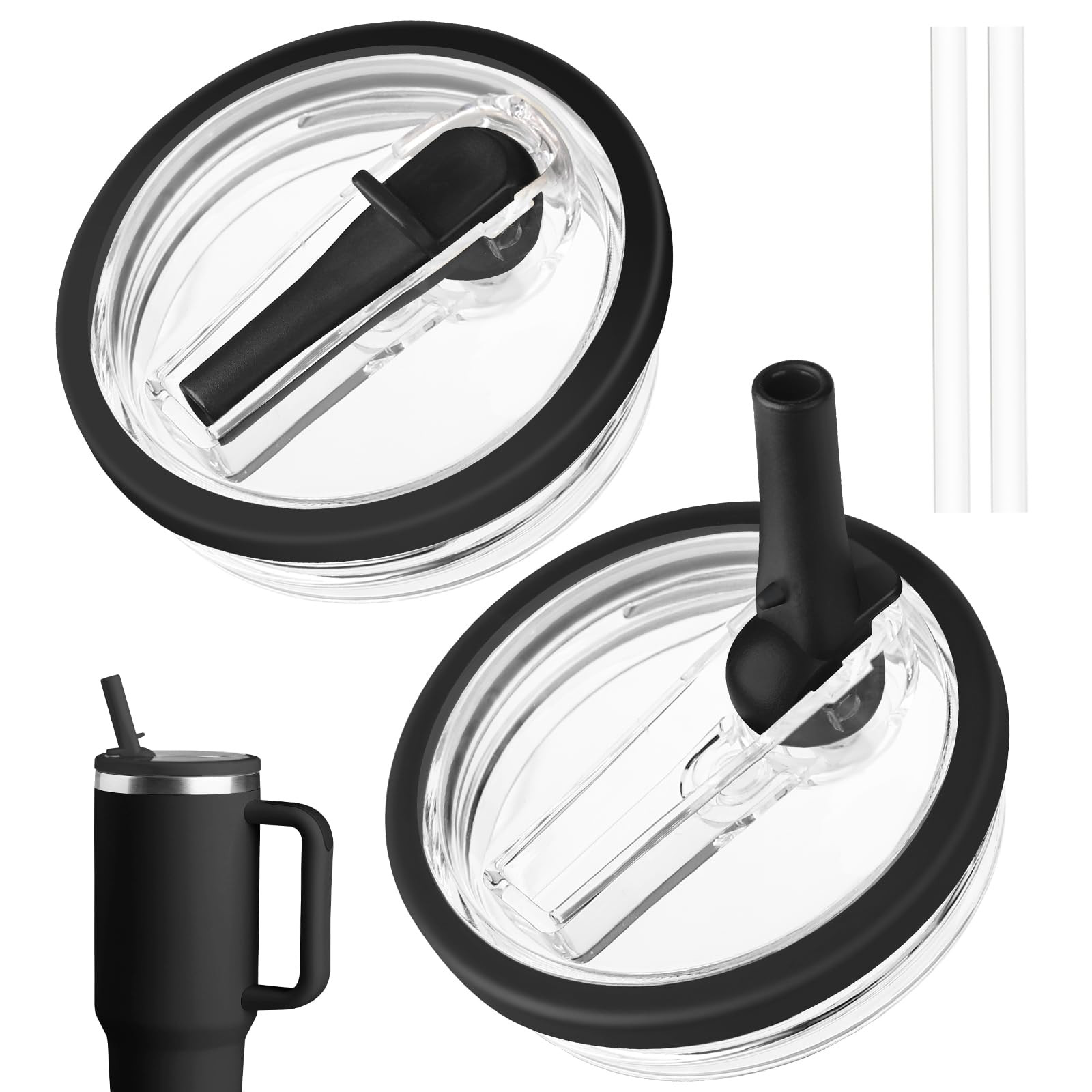 40 oz Tumbler Flip Straw Lid Replacement fit for Stanley Quencher, Spill Proof Tumbler Cover for ... | Amazon (US)