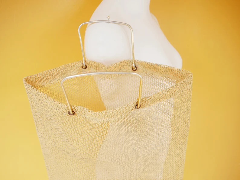 Beige Plastic Mesh Tote Bag - Etsy | Etsy (US)