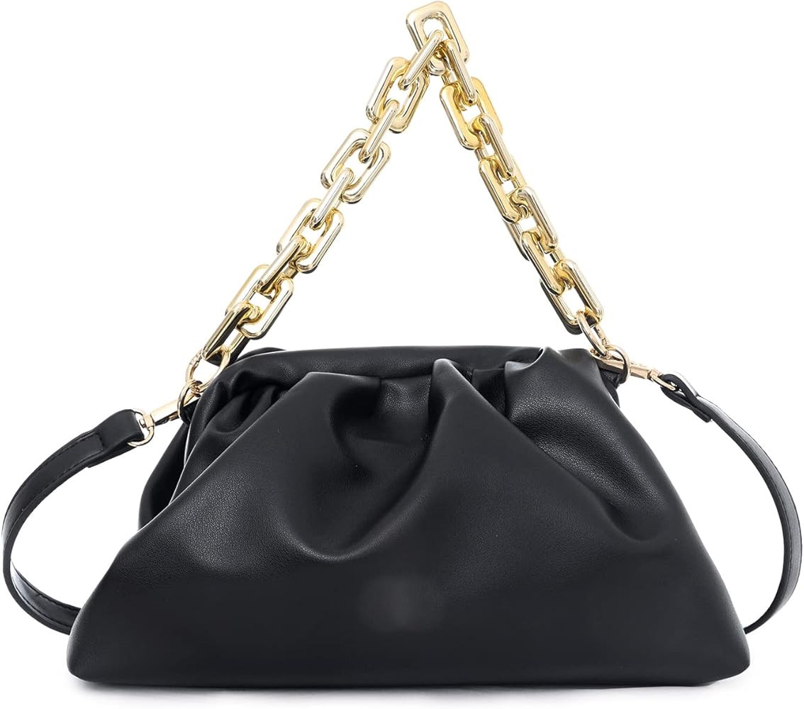 PRETTYGARDEN Women's Crossbody Handbags Chain Link Pouch Bag Cloud-Shaped Dumpling Clutch Ruched ... | Amazon (US)