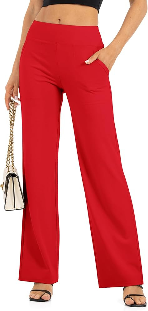 Wide Leg Pants for Women with Pockets Yoga Pants High Waisted Loose Palazzo Casual Lounge Sweatpa... | Amazon (US)