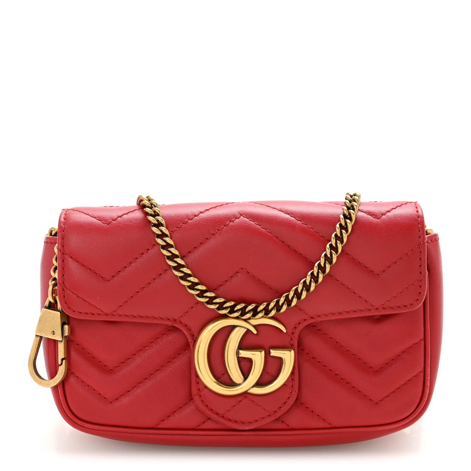 Gucci Calfskin Matelasse Super Mini GG Marmont Shoulder Bag Hibiscus Red 1893351 | FASHIONPHILE (US)