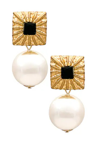 Circle Drop Earring in Black & Gold | Revolve Clothing (Global)