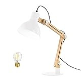 Light Society Galvan LED Task Table Lamp Natural Wood with White Shade, Industrial Pixar Style Moder | Amazon (US)