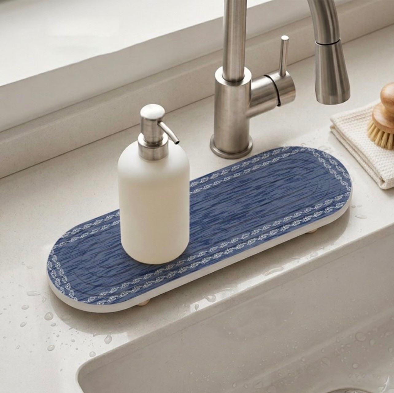 PCS Navy Blue Water Absorbent no more mess and wet spot on the sink.
Diatomite Coasters Minimalist Solid Color Blue Background Linen Texture Non-silp Diatomite Stone Sink Tray with Grooved Design for Bathroom Kitchen Counter 12x4in

#LTKHome