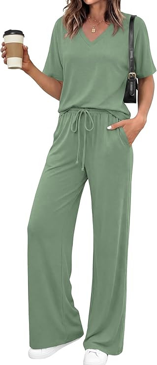 BTFBM Womens 2 Piece Outfits Casual Short Sleeve Lounge Set Summer Fashion 2026 Tracksuits Matchi... | Amazon (US)