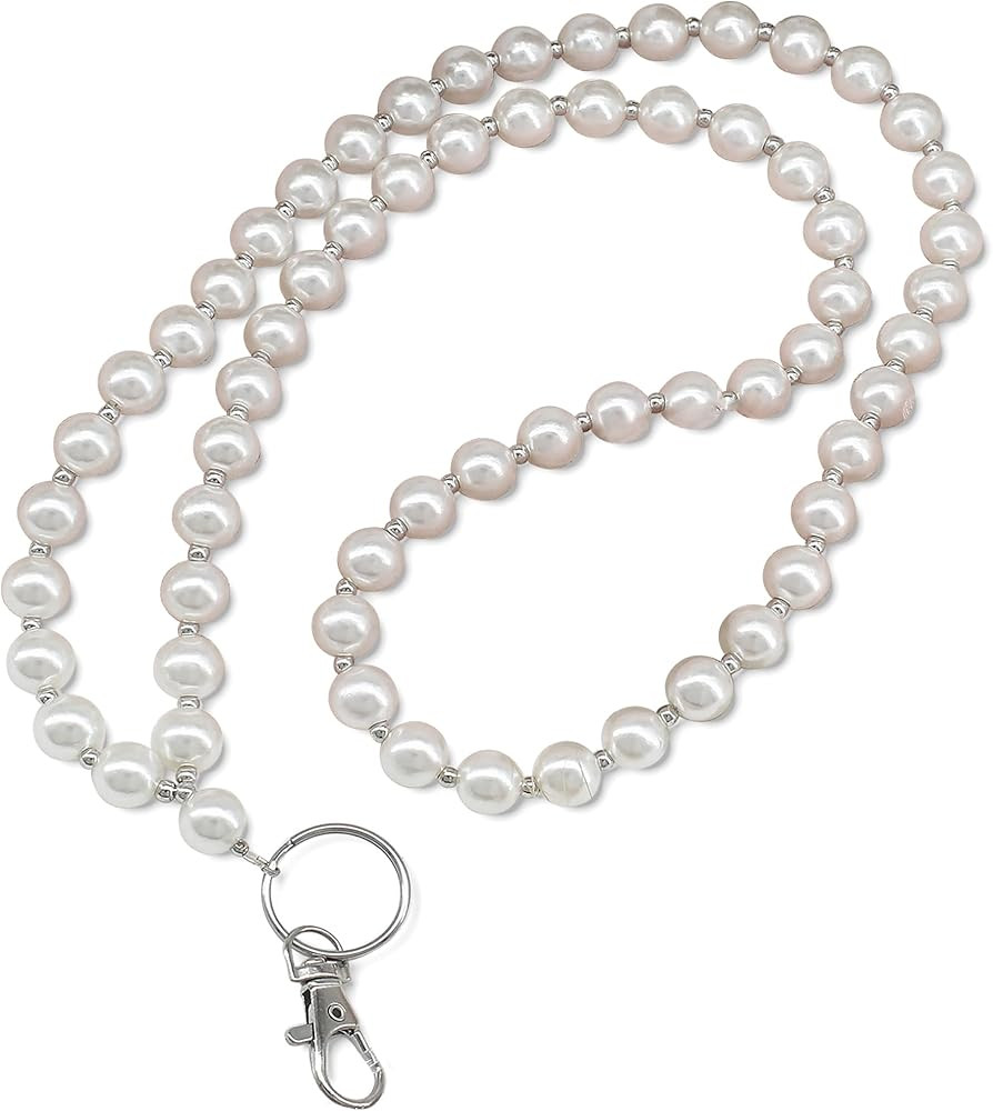 cutylight Pearls Beaded Lanyard for Women, ID Badge Holder, Stylish Keychain, Teacher Accessory | Amazon (US)