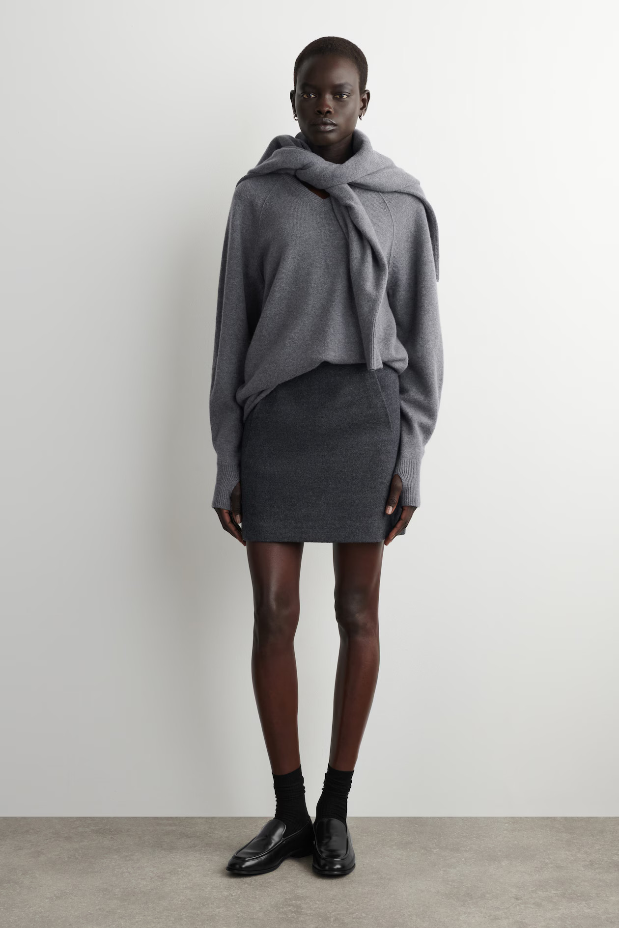 BOILED MERINO WOOL MINI SKIRT - GRAY | COS US | COS (US)