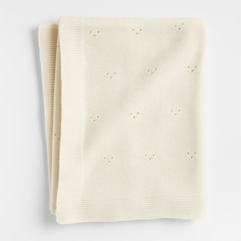 Pointelle Knit Pampas Ivory Baby Stroller Blanket + Reviews | Crate & Kids | Crate & Barrel