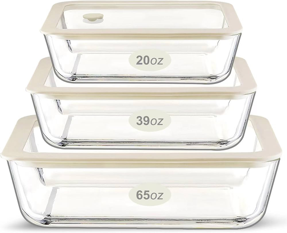Urban Green Glass Food Container Set with Silicone Glass Lid, Large Size 3 Pack, Meal Prep Food S... | Amazon (US)