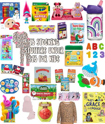 25 stocking stuffers under $25 for kids, toddlers, baby! Stocking stuffer ideas!! Play dough, pajamas, camelback, foam, markers, coloring books, bath toys, magnets, clothes and more!! 

#LTKGiftGuide