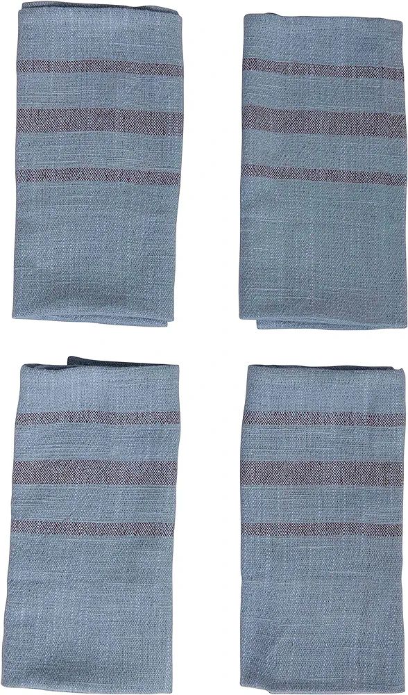 Creative Co-Op 18" Square Cotton Woven Overdyed Blue Stripes (Set of 4) Napkins, Aqua | Amazon (US)