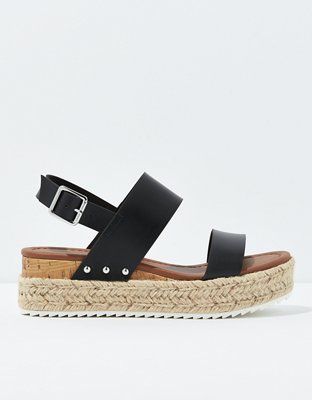 AE Double Strap Wooden Platform Sandal | American Eagle Outfitters (US & CA)