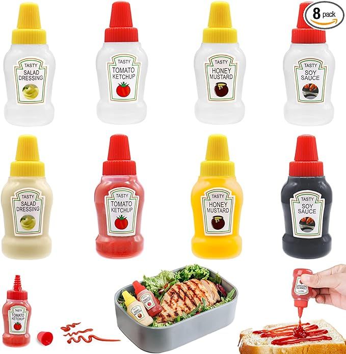 Niurewan 8 Pcs Mini Ketchup Bottles,25ml Condiment Squeeze Bottle,Plastic Portable Containers Bot... | Amazon (US)
