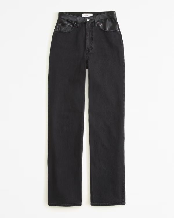 Women's Mixed Fabric High Rise 90s Relaxed Jean | Women's Clearance | Abercrombie.com | Abercrombie & Fitch (US)